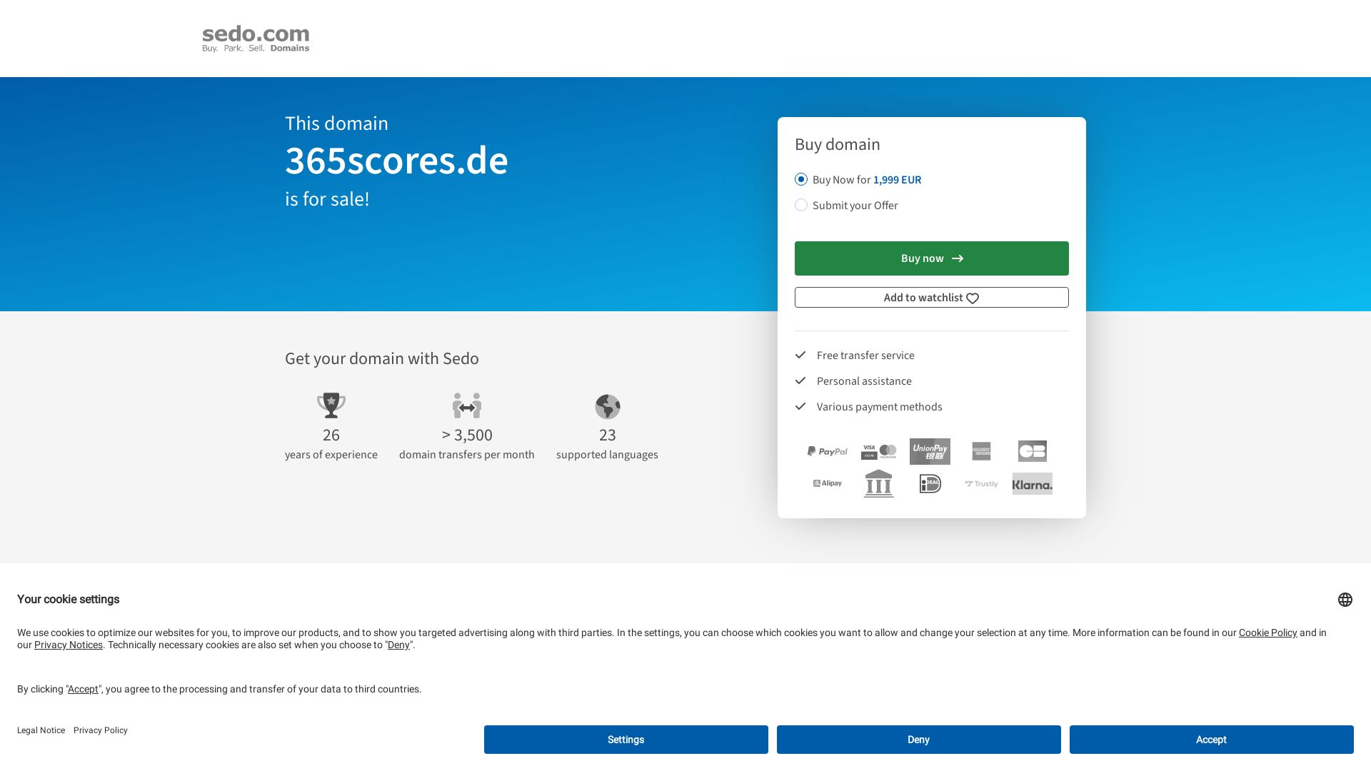 网站状态 365scores.de 是  在线的