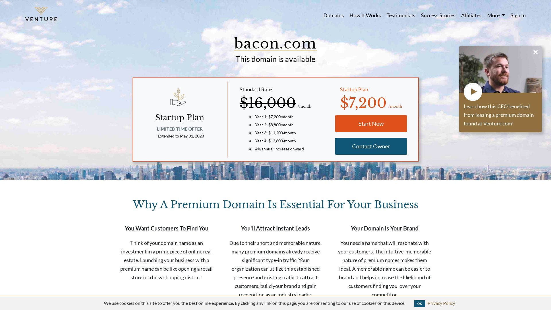 网站状态 bacon.com 是  在线的