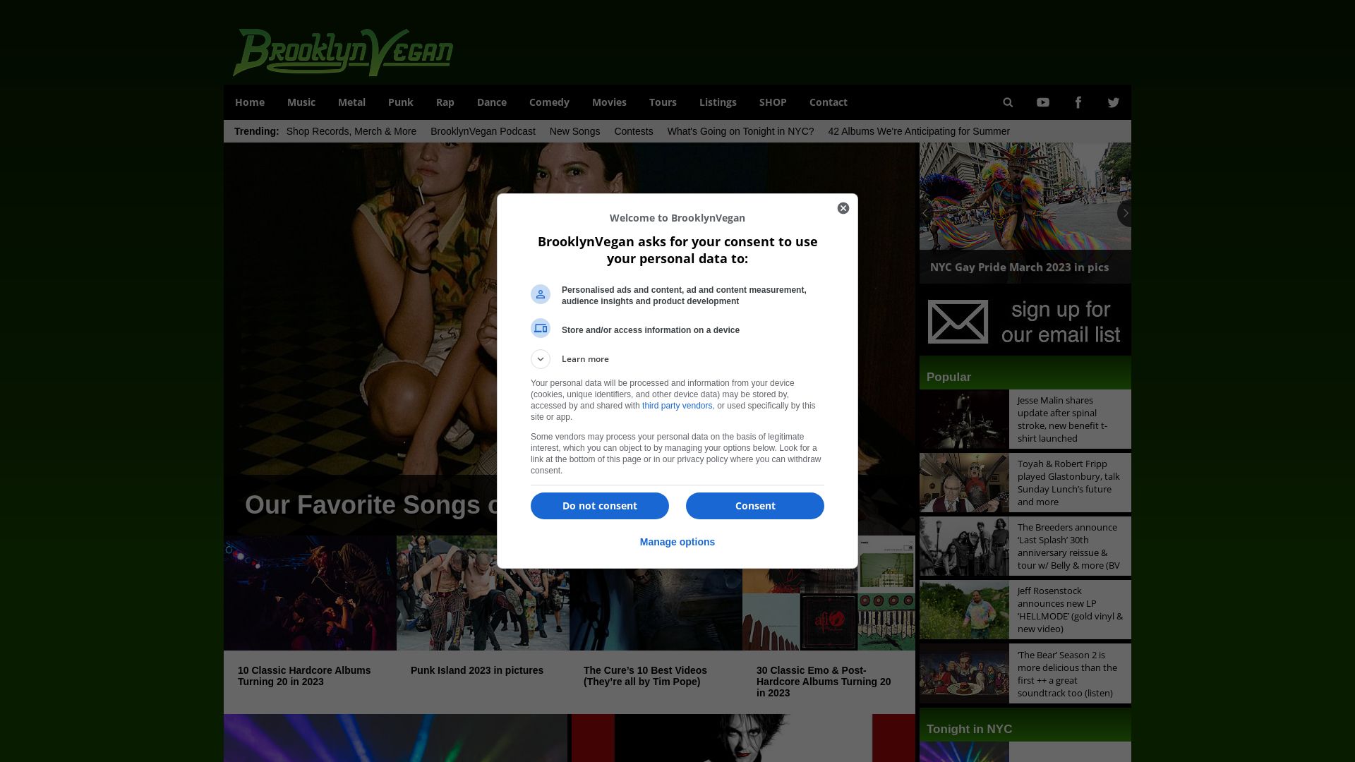 网站状态 brooklynvegan.com 是  在线的
