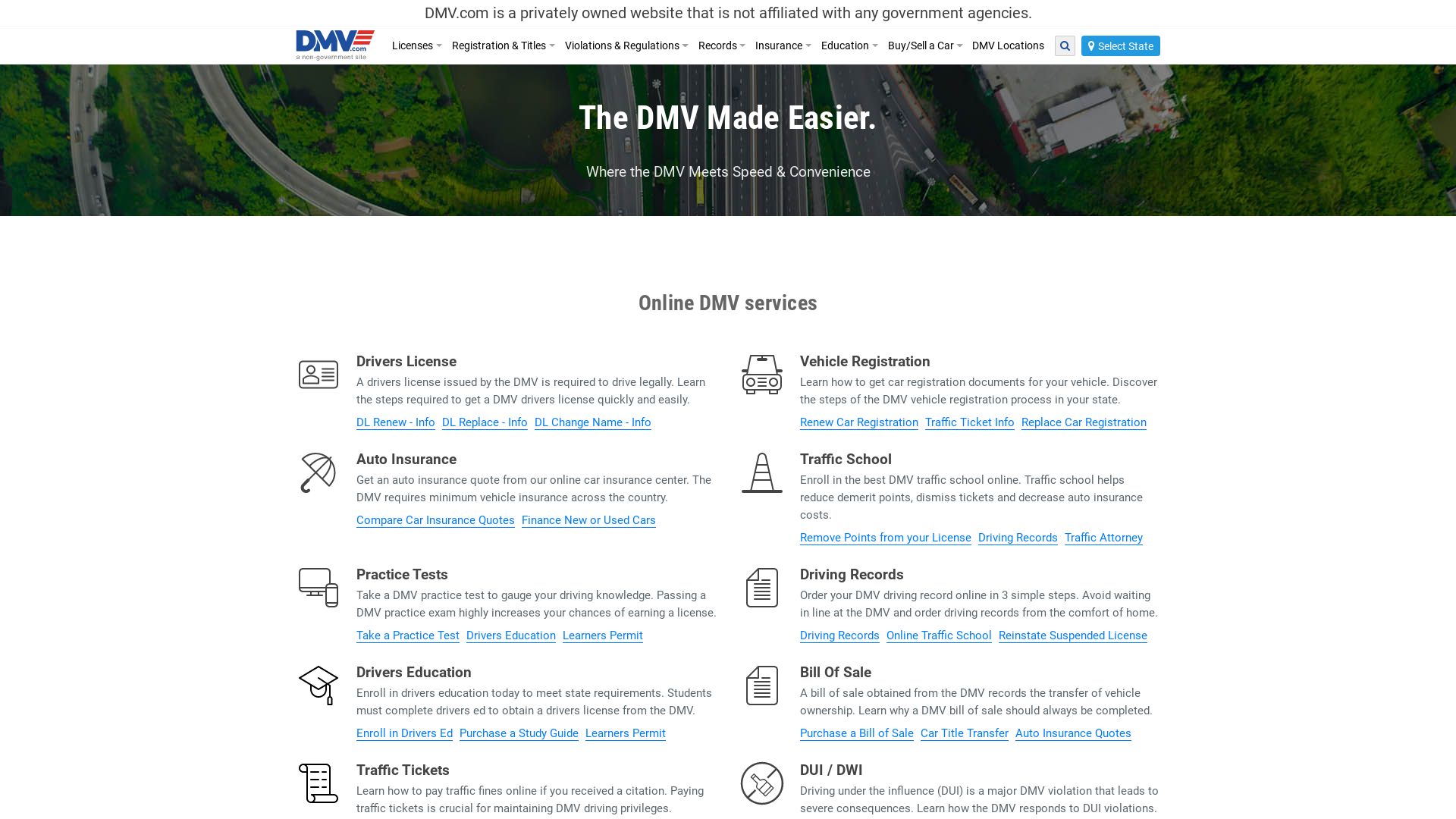 网站状态 dmv.com 是  在线的