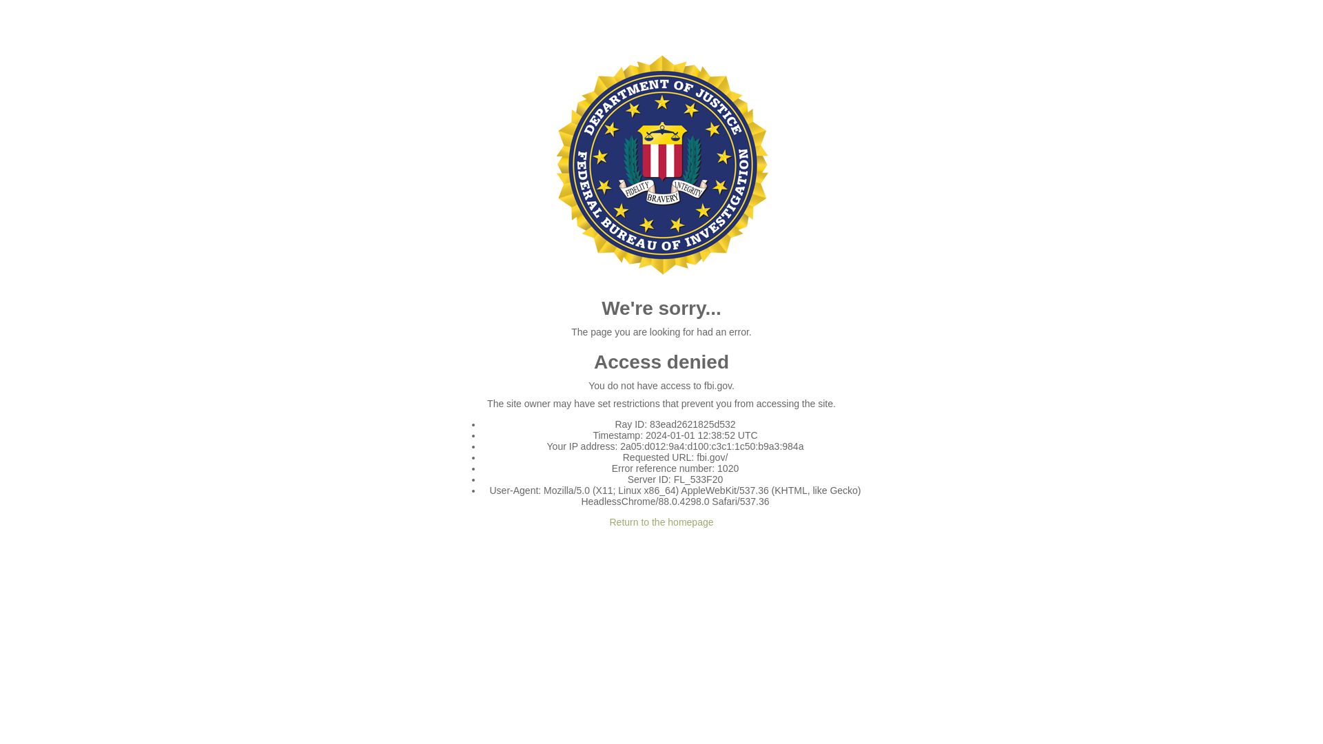 网站状态 fbi.gov 是  在线的