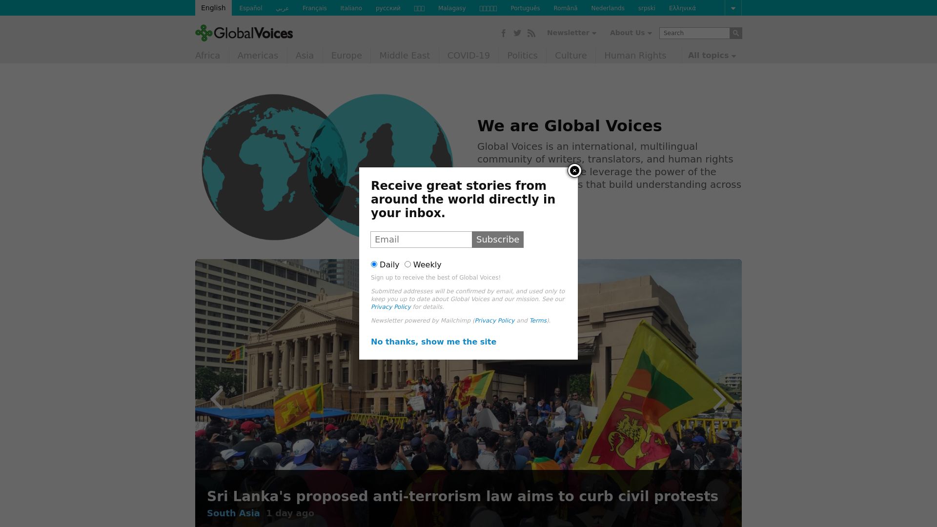 网站状态 globalvoices.org 是  在线的