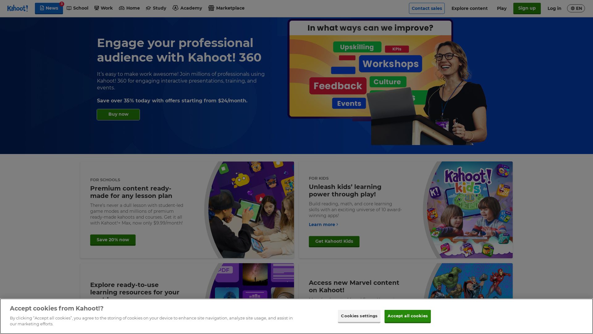 网站状态 kahoot.com 是  在线的