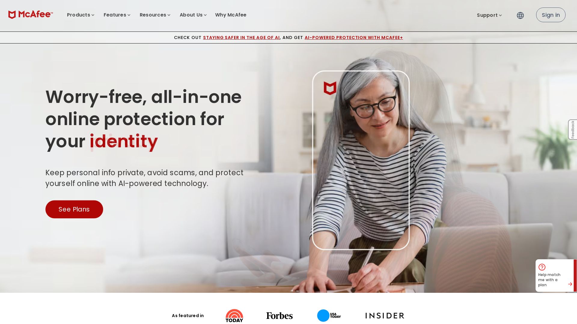 网站状态 mcafee.com 是  在线的