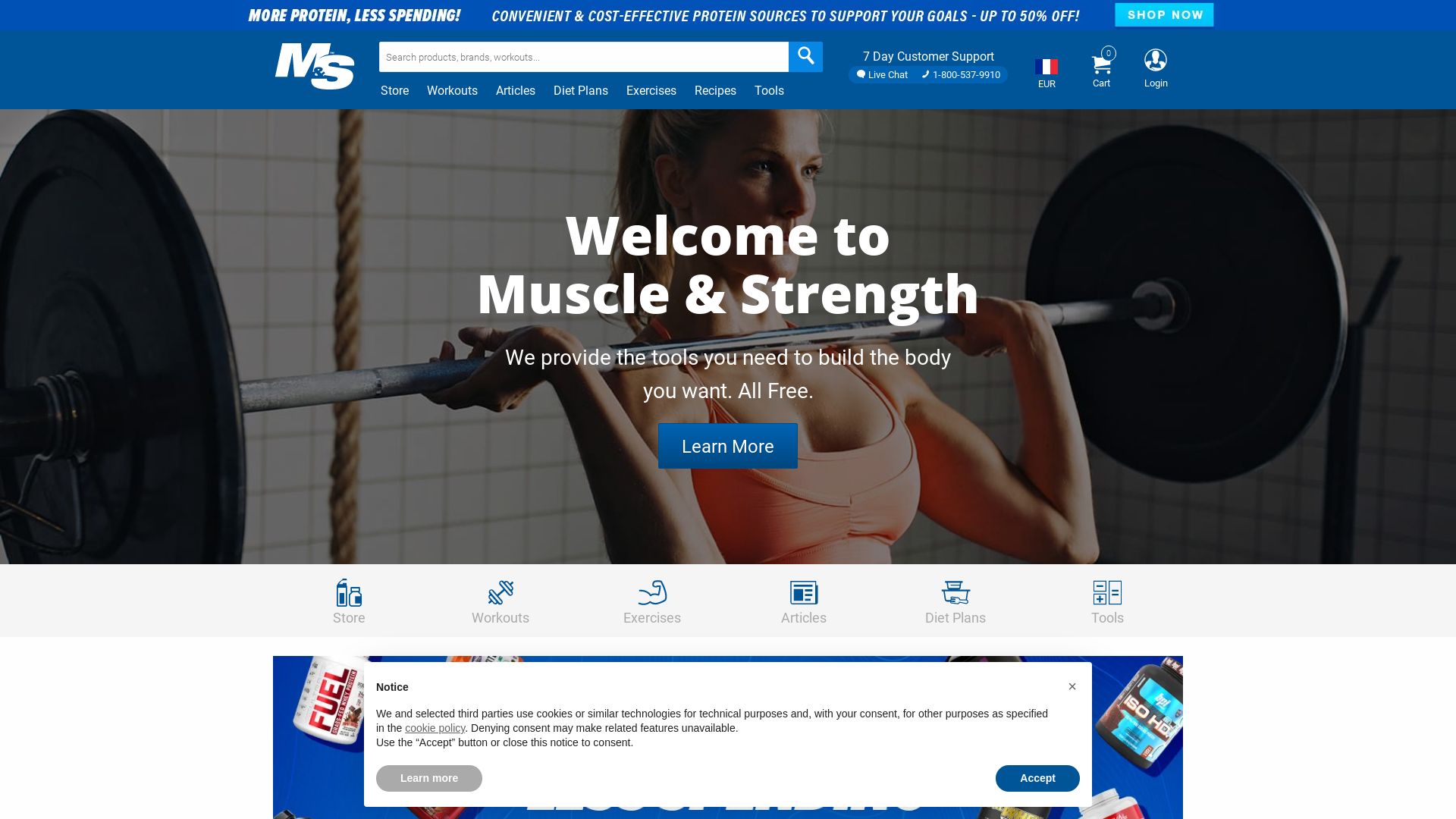 网站状态 muscleandstrength.com 是  在线的