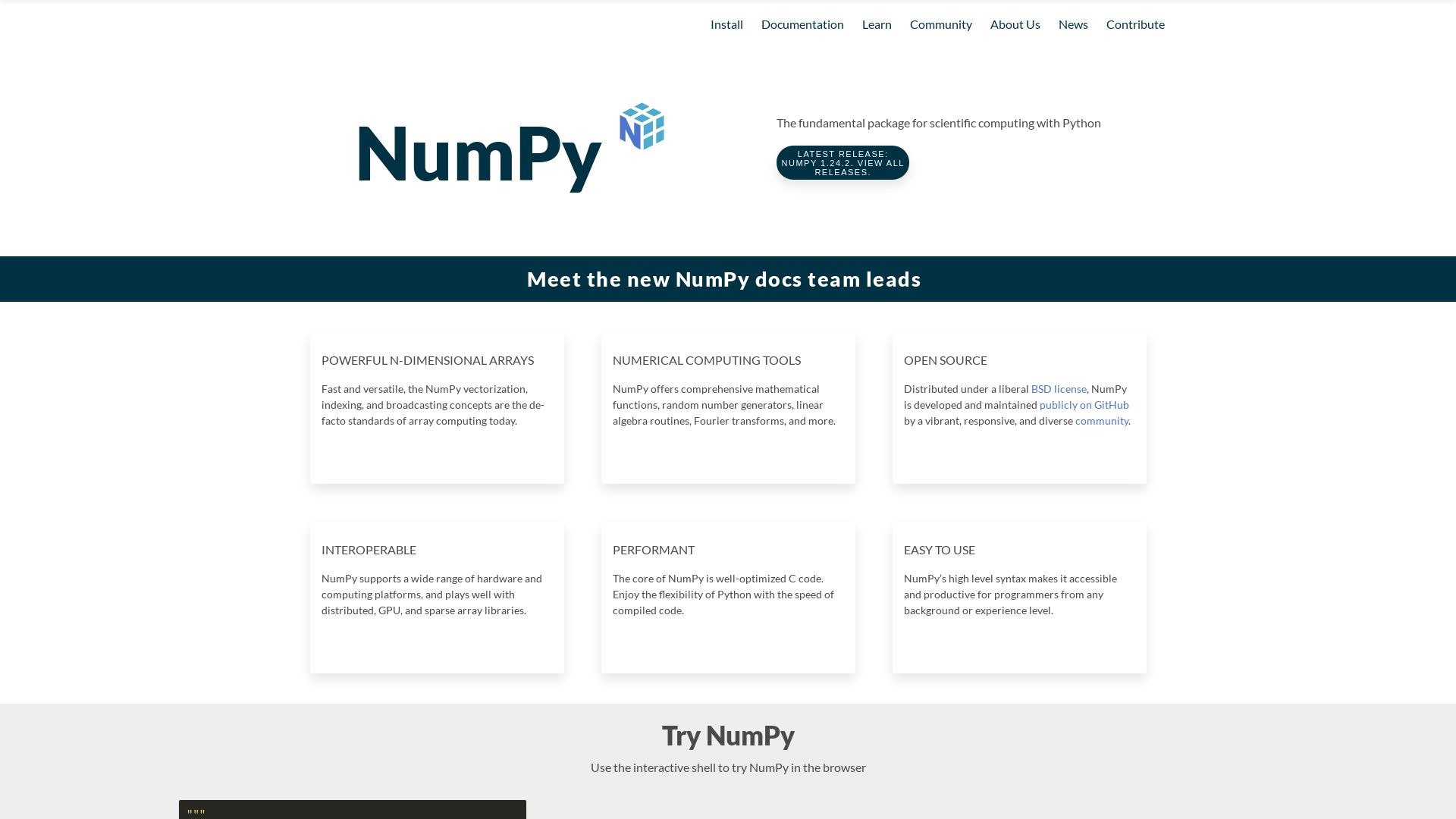 网站状态 numpy.org 是  在线的