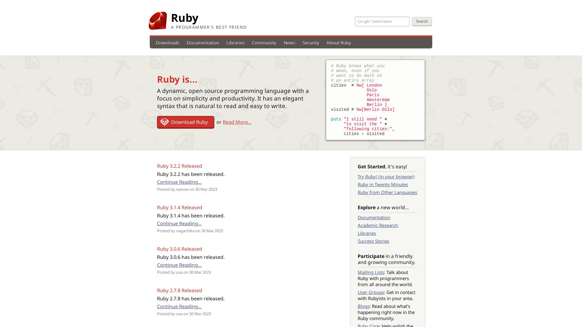 网站状态 ruby-lang.org 是  在线的