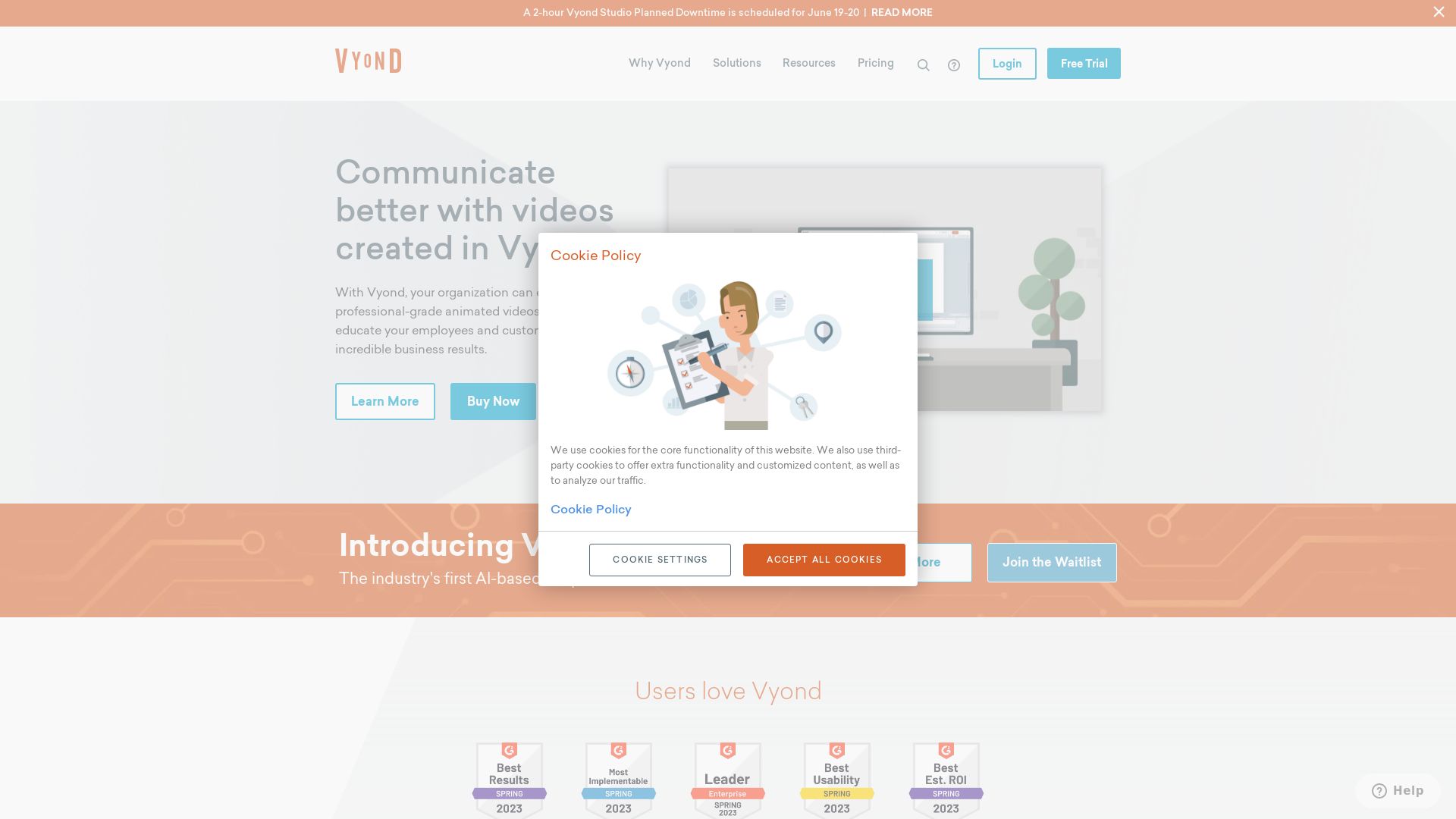 网站状态 vyond.com 是  在线的